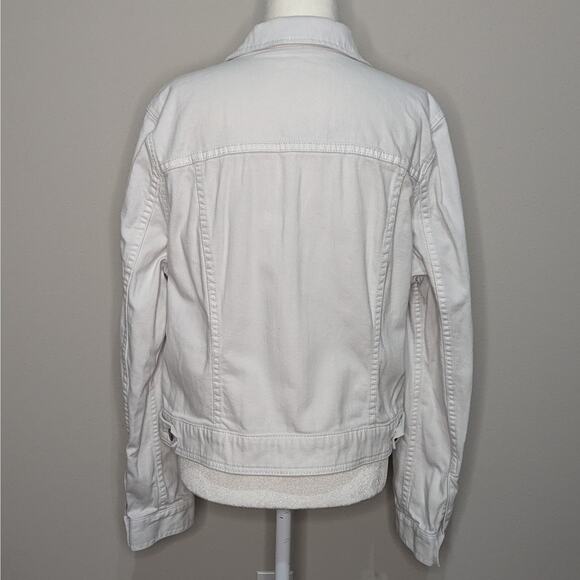 American Eagle White Denim Classic Button Up Collared Jean Jacket Size XL - Picture 4 of 9